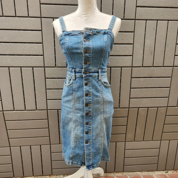Free People Dresses Free People Denim Jumper Dress Poshmark - Main Image